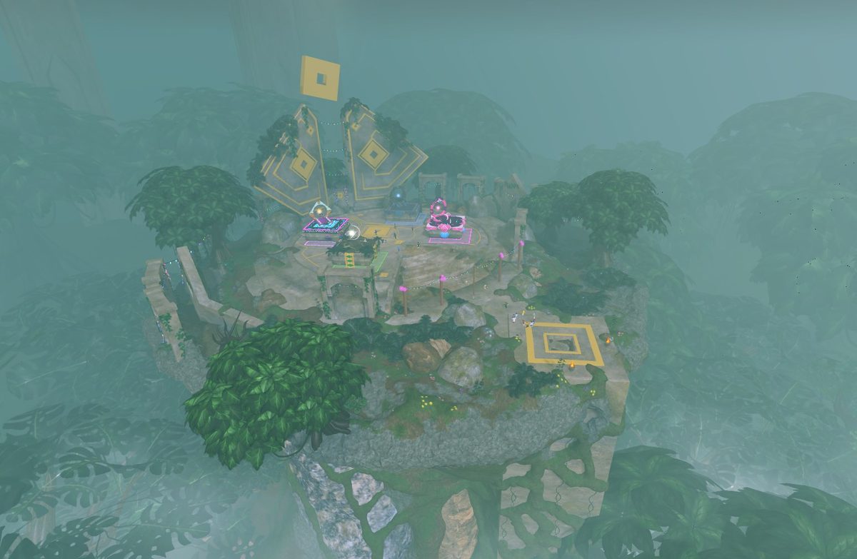 The event island seen through fog