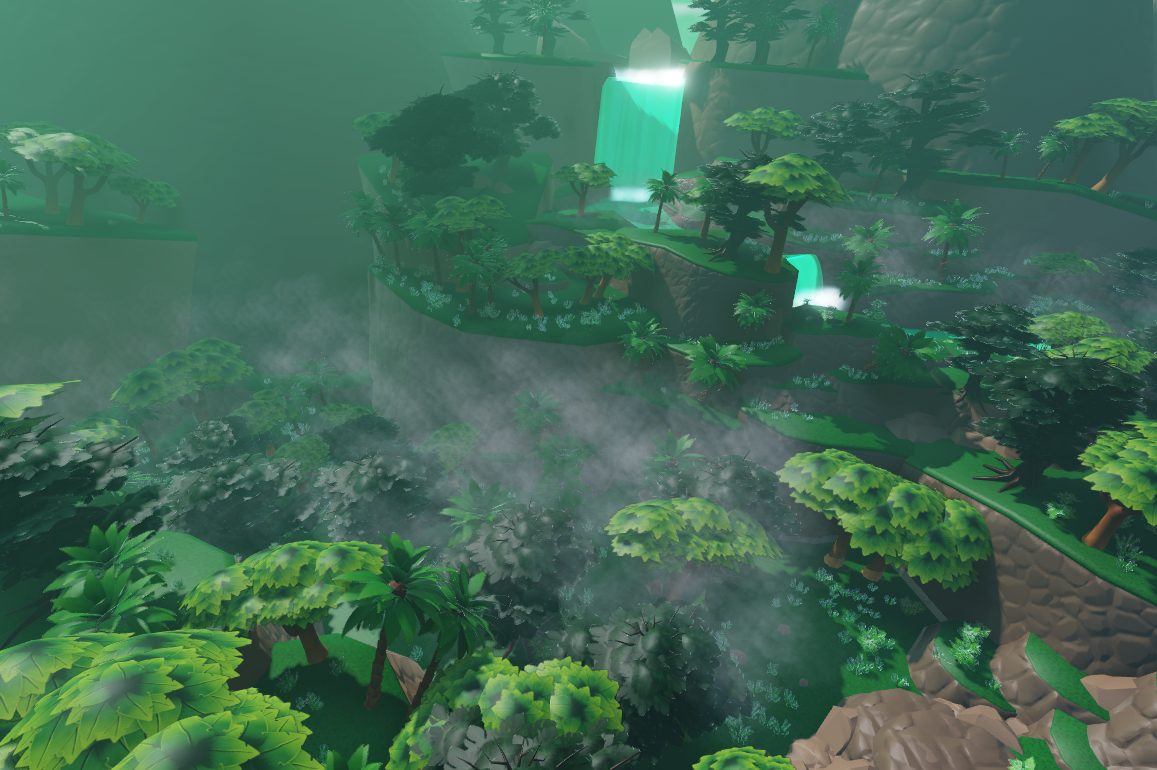 Terraced jungle with waterfalls