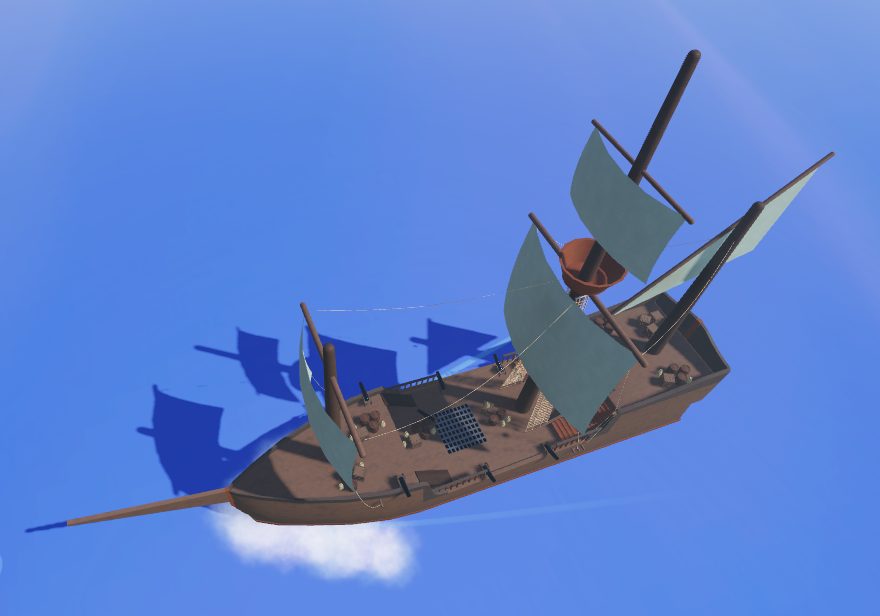 Airship under sail against an open sky